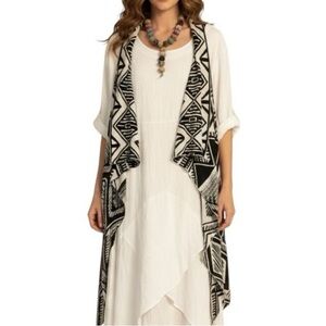 LA Hearts Open Vest Southwest Print Tunic‎ Kimono High Low Oversized